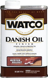 Watco 242223 Danish Oil, Medium Walnut, Liquid, 1 qt, Can